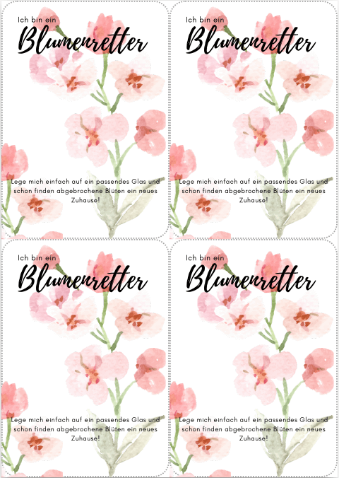 Kostenlose Druckvorlage für selbstgebastelte Blumenretter – zum Ausdrucken und Verschenken