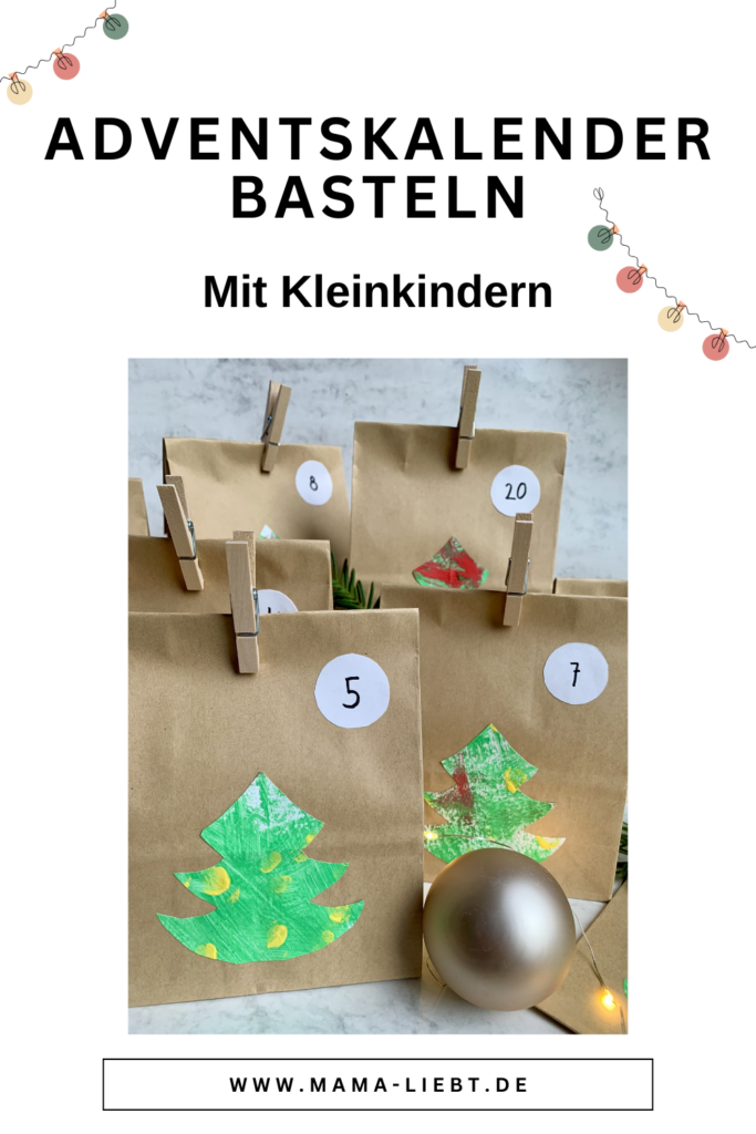 Einfache Bastelidee mit Kleinkindern für Weihnachten: Schneller Adventskalender aus Kraftpapiertüten